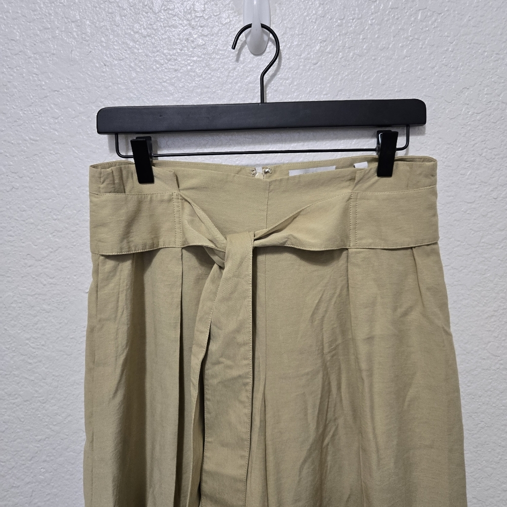 Vince Belted Palazzo Culotte Pant maiz yellow tan high waist rise Casual crop - Picture 4 of 12